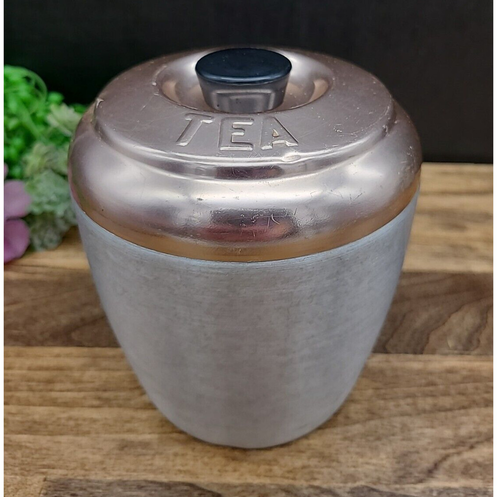 MCM Kitchen Tea Canister Spun Aluminum Copper Lid